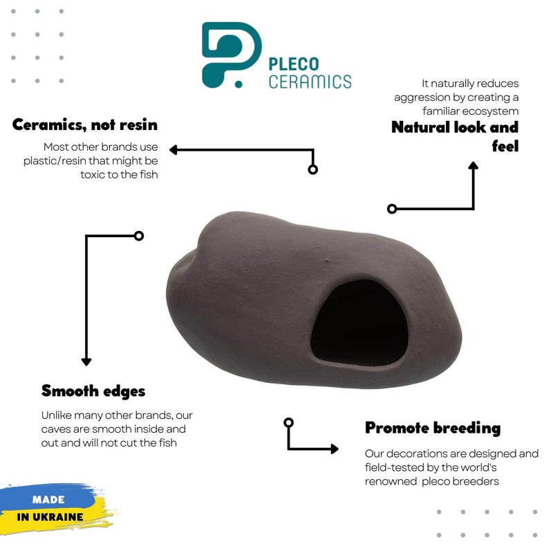 Plecoceramics Cichlid Stone Decoration - Aquarium cave for Cichlids, Betta, Small Fish - Fish Tank Hideway Decor - Betta Toys Hideout Stones House (Stone Small) - Image 2